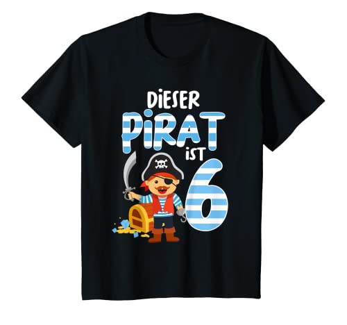 Kinder 6. Geburtstag Pirat 6 Jahre Junge Piraten Party T-Shirt Kinder 6. Geburtstag Pirat 6 Jahre Junge Piraten Party T-Shirt von Pirat Kindergeburtstag Kinder Kleidung