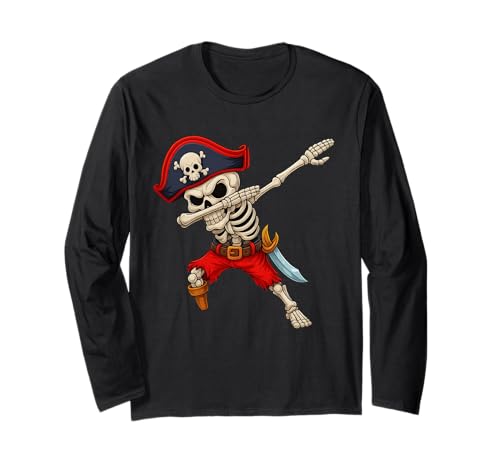 Piraten-Skelett Dabbing Lustiges Halloween-Kostüm Kinder Langarmshirt Piraten-Skelett Dabbing Lustiges Halloween-Kostüm Kinder Langarmshirt von Pirate Dabbing Skeleton Fun Humor