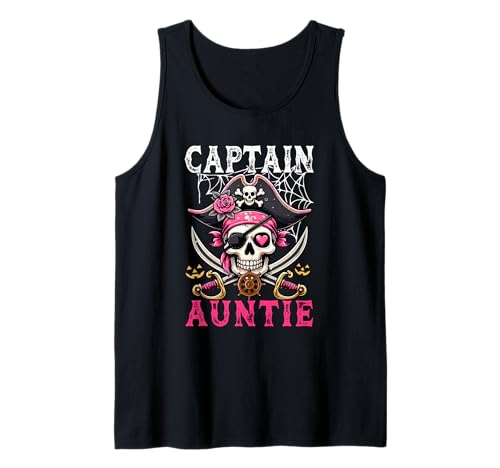 Captain Auntie Halloween Skull As Pirate Floral Cute Women Tank Top von Pirate Lover Halloween Costume