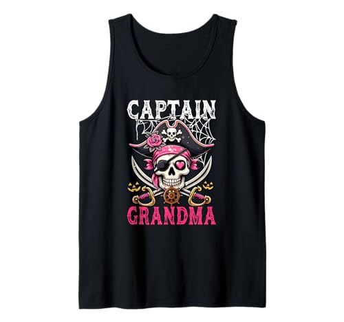 Captain Grandma Halloween Skull As Pirate Floral Cute Women Tank Top von Pirate Lover Halloween Costume