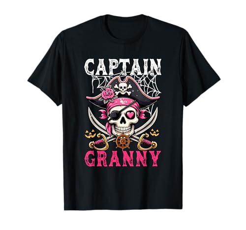 Captain Granny Halloween Skull As Pirate Floral Cute Women T-Shirt von Pirate Lover Halloween Costume