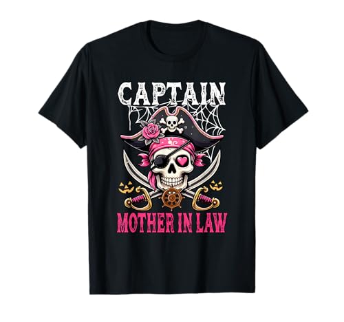 Captain Mother In Law Halloween Skull As Pirate Floral Women T-Shirt von Pirate Lover Halloween Costume