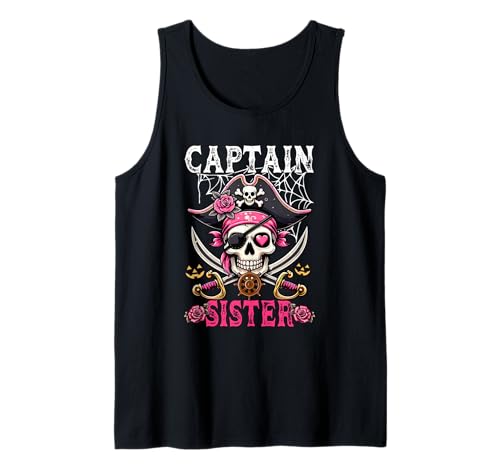 Captain Sister Halloween Skull As Pirate Floral Cute Women Tank Top von Pirate Lover Halloween Costume