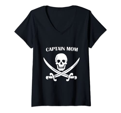 Damen Captain Mom Piraten-T-Shirt für Mama T-Shirt mit V-Ausschnitt Damen Captain Mom Piraten-T-Shirt für Mama T-Shirt mit V-Ausschnitt von Pirate Parent