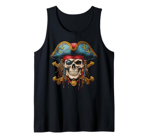 Piraten-Totenkopf-Halloween-Kostüm, Herren, Damen, Jungen, Mädchen, Teenager Tank Top von Pirate Skull Halloween Costume Shirt