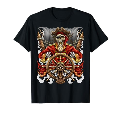 Easy Pirat Kostüm Halloween Party Totenkopf Skelett Männer T-Shirt von Piraten-Halloween-Kostüm-Shirts von Raleigh