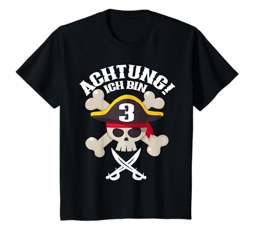 Pirat 3 Jahre Achtung Ich bin 3 - 3. Geburtstag Jungen T-Shirt von Piraten Jungs Mädchen Kindergeburtstag Geschenke