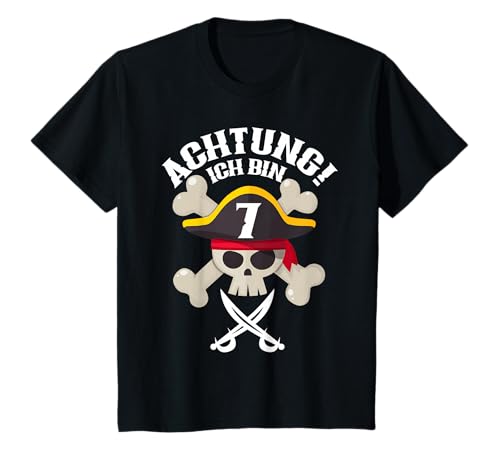 Pirat 7 Jahre Achtung Ich bin 7 - 7. Geburtstag Jungen T-Shirt von Piraten Jungs Mädchen Kindergeburtstag Geschenke