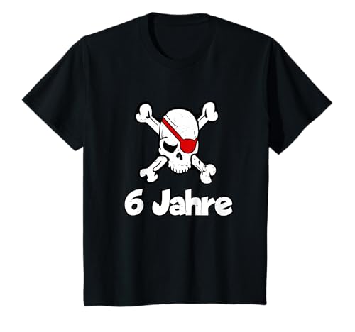 Geburtstagsshirt 6 Jahre Junge Totenkopf Pirat Kostüm T-Shirt von Piraten Shirts zum 6. Geburtstag
