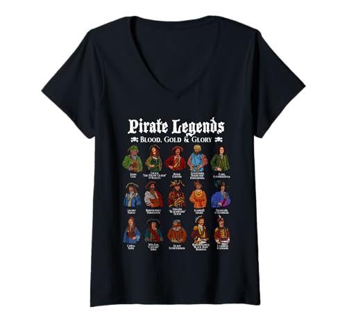 Damen Legendäre Piraten T-Shirt mit V-Ausschnitt Damen Legendäre Piraten T-Shirt mit V-Ausschnitt von Piraten und Seeräuber Designs