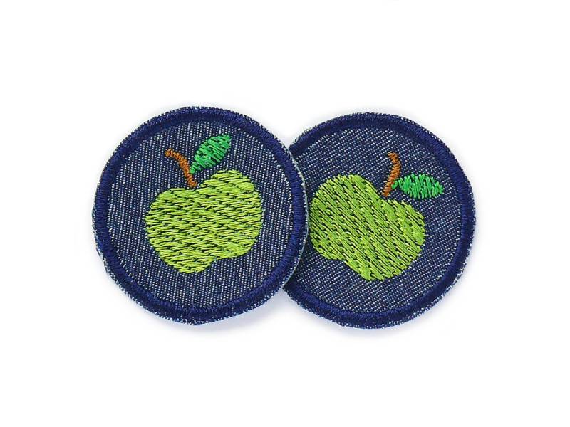 2 Apfel Mini Patches, 4 cm, Flicken Zum Aufbügeln Mit Gestickten Hellgrünen Äpfeln von Piratenbande
