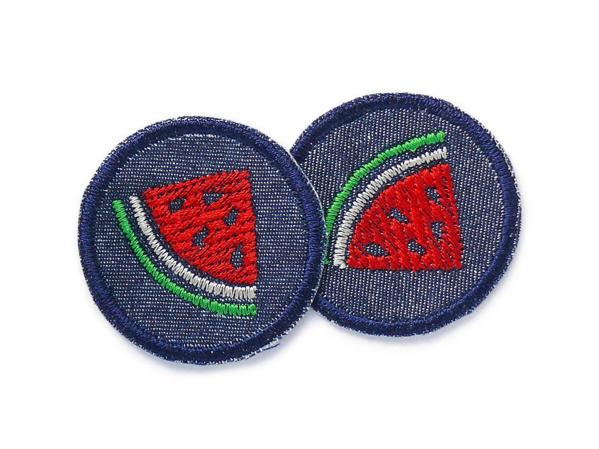 2 Mini Melonen Patches, 4 cm, Flicken Zum Aufbügeln Mit Gestickten Wassermelonen, Bügelbild & Accessoire 2 Mini Melonen Patches, 4 cm, Flicken Zum Aufbügeln Mit Gestickten Wassermelonen, Bügelbild & Accessoire von Piratenbande