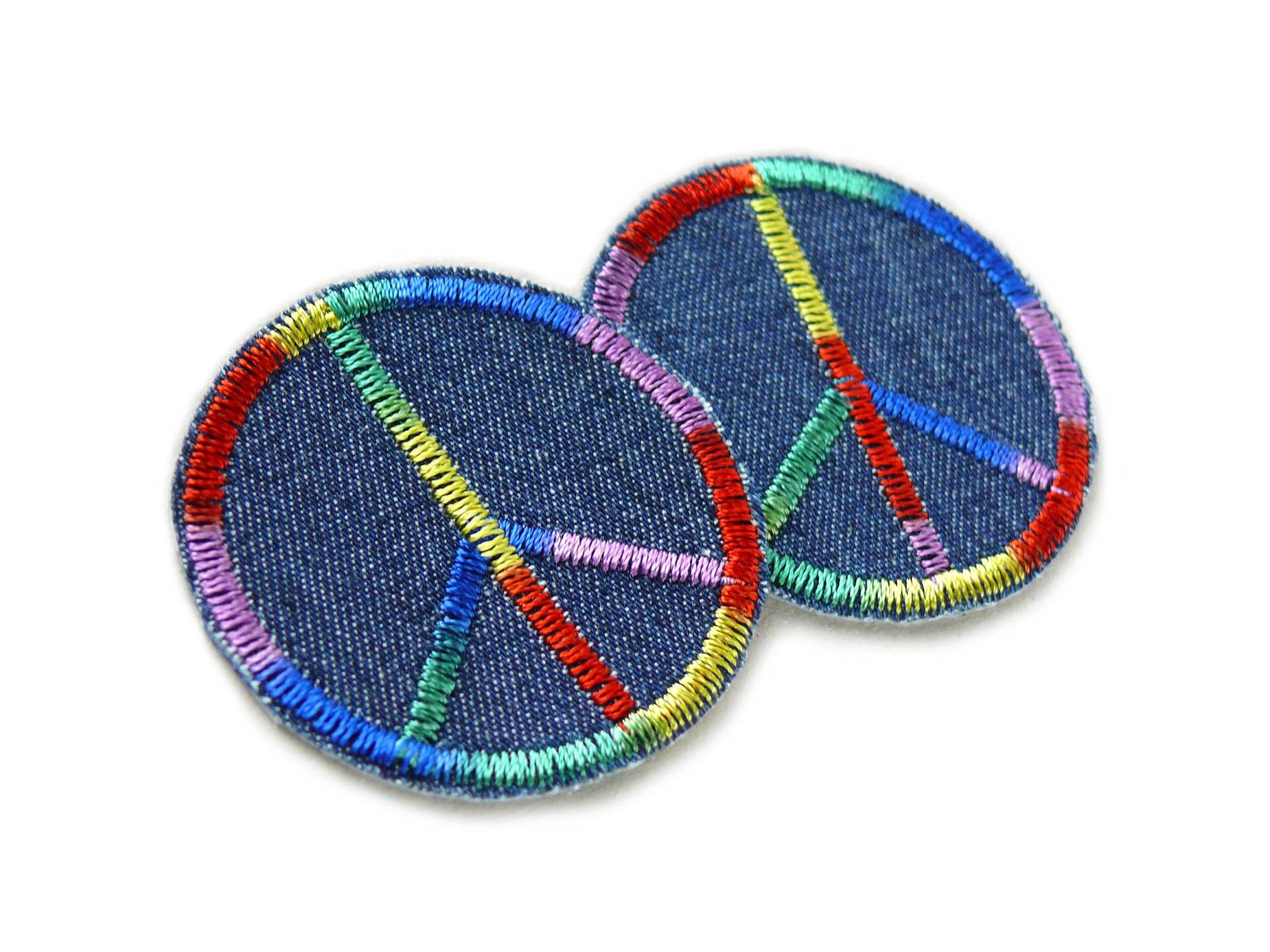 2 Peace Aufnäher Zum Aufbügeln, Buntes Friedenzeichen Bügelbild, 4 cm, Regenbogen Jeansflicken Als Accessoire von Piratenbande