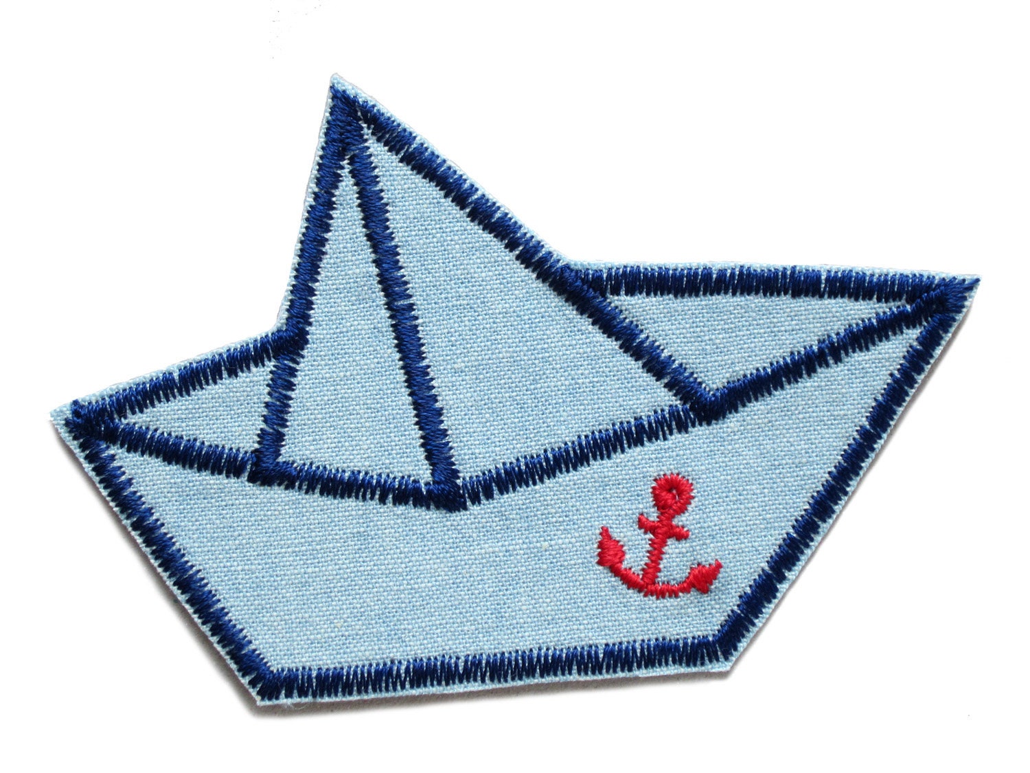 Faltboot Jeansflicken Papierschiffchen, 9 cm, Papierboot Patch Gestickt, Schiff Flicken Zum Aufbügeln von Piratenbande