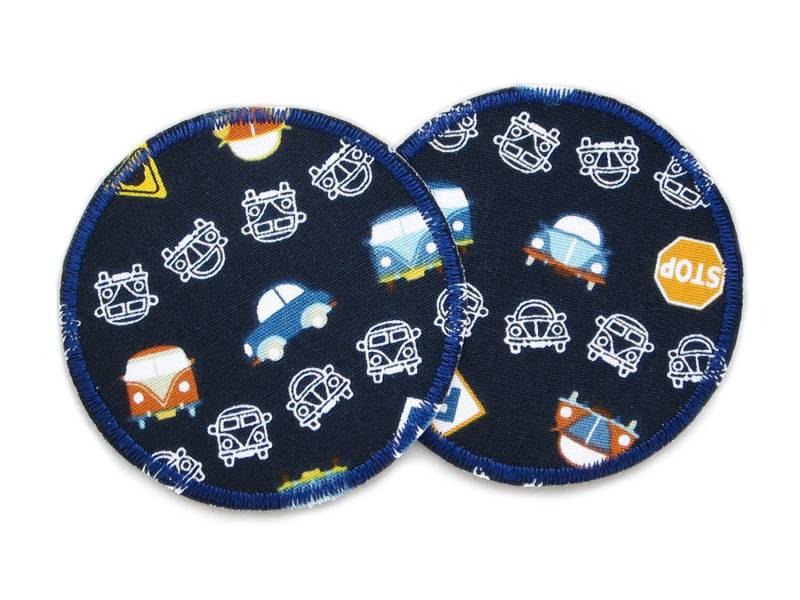 Hosenflicken Auto, 2Er Set Retro Auto Applikation Dunkelblau, Aufnäher Zum Aufbügeln von Piratenbande