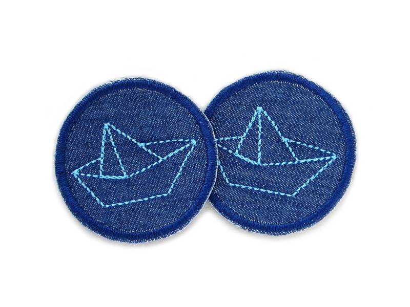 Papierschiffchen Bügelbild 2Er Set, Mini Jeansflicken Mit Papierboot, Flicken Zum Aufbügeln Faltboot von Piratenbande