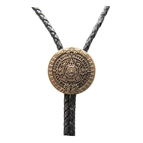 Bolo Tie Azteken-Kalender, echt vergoldet!!, Bolotie, Western Krawatte von Piratenladen