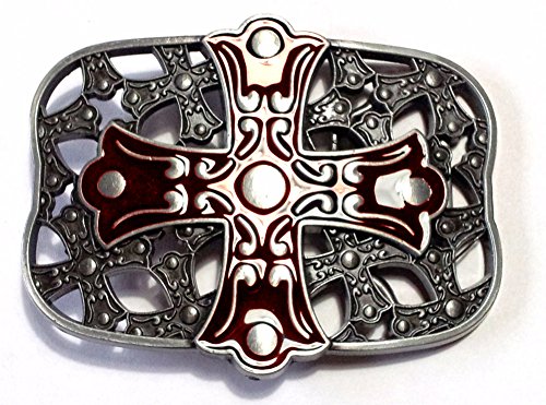 Buckle Celtic Cross Red, Kelten, Kreuz, Gothic, Gürtelschnalle von Piratenladen