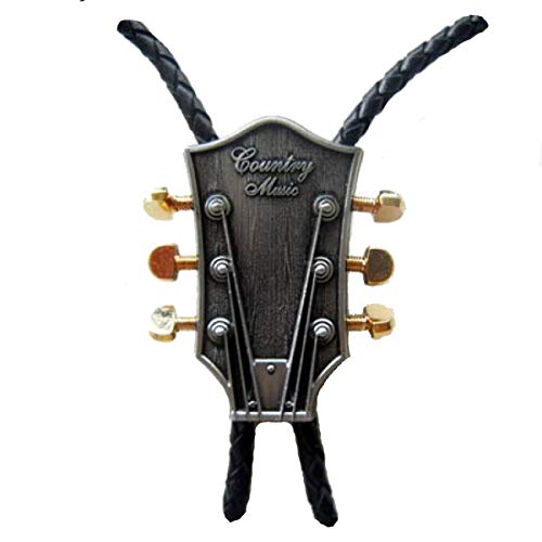 Piratenladen Bolo-Tie Gitarrenkopf, 24 ct. Gold-Knöpfe, Bolotie, Western Krawatte von Piratenladen