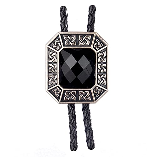 Piratenladen Bolo Tie Kelten, schwarzer Achat, Echt Silber- Auflage, Cowboy Krawatte von Piratenladen