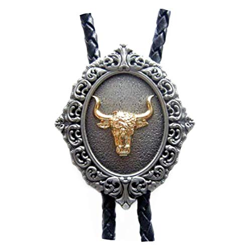 Piratenladen Bolo Tie Western Bulle, mit echter Goldauflage, Western, Bolotie von Piratenladen