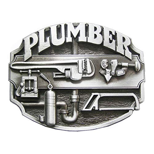 Piratenladen Buckle PLUMBER, mit Eisensäge, Klempner, Installateur, Gürtelschnalle von Piratenladen