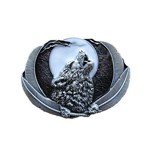 Piratenladen Buckle Wolf bei Vollmond, schwarz - Gürtelschnalle von Piratenladen