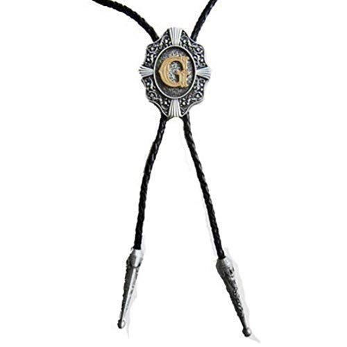 Piratenladen Western Bolo Tie mit Buchstabe G, 24 ct Goldauflage, Bolotie von Piratenladen