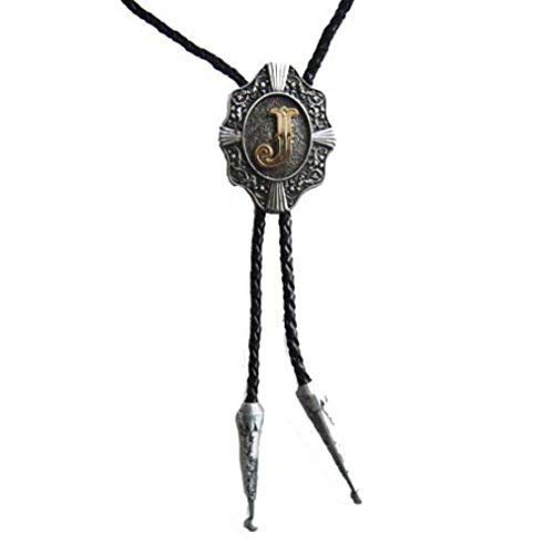 Piratenladen Western Bolo Tie mit Buchstabe J, 24 ct Goldauflage, Bolotie von Piratenladen