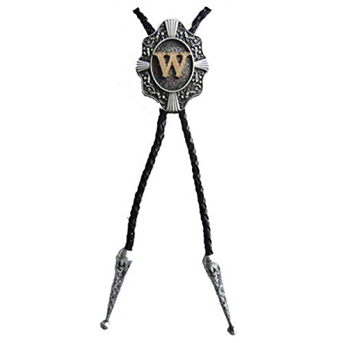 Piratenladen Western Bolo Tie mit Buchstabe W, 24 ct Goldauflage, Bolotie von Piratenladen