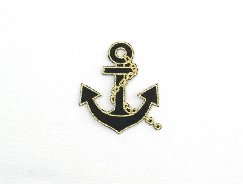 Anker Aufnäher Schwarz & Gold Applikation von Piratespatches