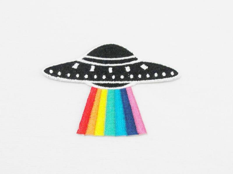 Ufo Aufnäher Regenbogenstrahl Bügelbild von Piratespatches