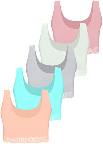 5 Mädchen Bustier mit Spitze Baumwolle Unterwäsche Sport BH - Modell 1 (152-158) von PiriModa