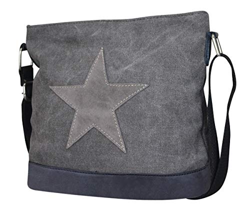 PiriModa Damen Stern Umhängetasche Handtasche Schultasche Clutch Tragetasche (Schwarz/Grau Modell 3) von PiriModa