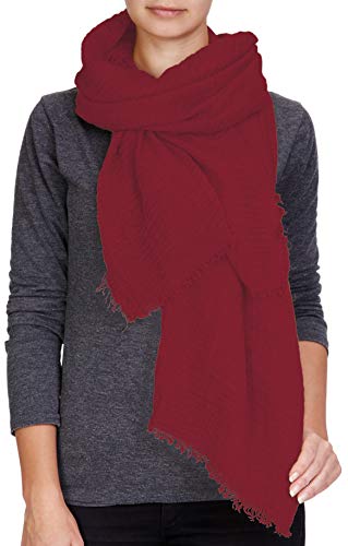 PiriModa Damen Uni Herren XXL Schal 200x100cm Halstuch Tuch Stola Schultertuch Baumwolle (Bordeaux) von PiriModa