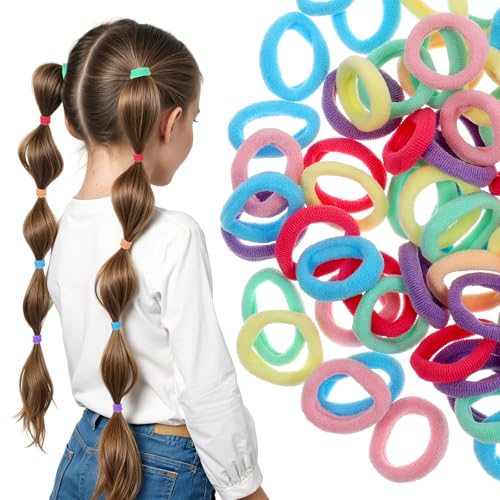 Piriuuo 100 Stück Haargummis Mädchen, Mini Bunte Haargummi Haarband Baby Mehrfarbig Soft Elastische Haargummi Flechthilfe Haare für BabyKinder Mädchen für Baby Kleinkinder Mädchen von Piriuuo