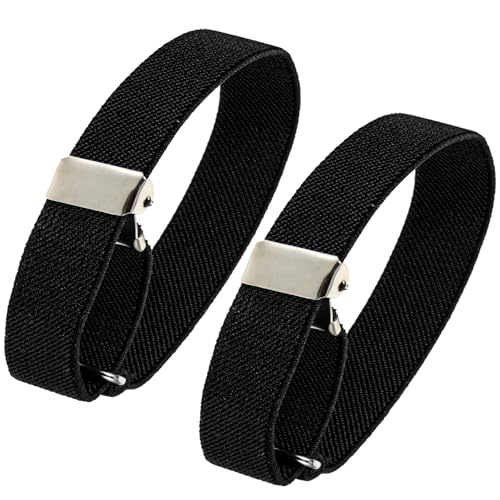 Piriuuo 2 Stück Ärmelhalter Verstellbar, Anti Rutsch Hemd Hülsenhalter verstellbare Hemdhalter Hemd Strumpfband mit Rutschfesten Verschlussclips Unisex-Ärmelhalter für Männer und Frauen (Schwarz) von Piriuuo