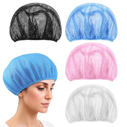 Piriuuo 4 Stück Haarnetz Zum Schlafen, Haarnetze Mütze Nacht Haarnetze Schlafhauben Verstellbare Netzkappe SchlafmüTzen für Frauen Weiche Mesh Bonnet Schlafhaube Elastische Kochmütze für Frauen von Piriuuo