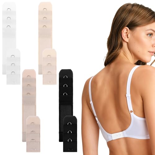 Piriuuo 8 Stück BH-Verlängerer, 3 Reihen 1 Haken Elastischer BH-Träger, BH-Verlängerer für Damen Bra Extender Weich Stretch-Unterwäsche Verlängerungsschnalle Verlängerungsgurt Schwangerschafts Zubehör von Piriuuo