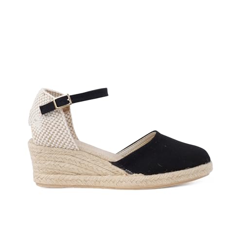 Pisamonas Alpargatas Mujer cuña alta Hebilla Talla 38 en Color Negro von Pisamonas