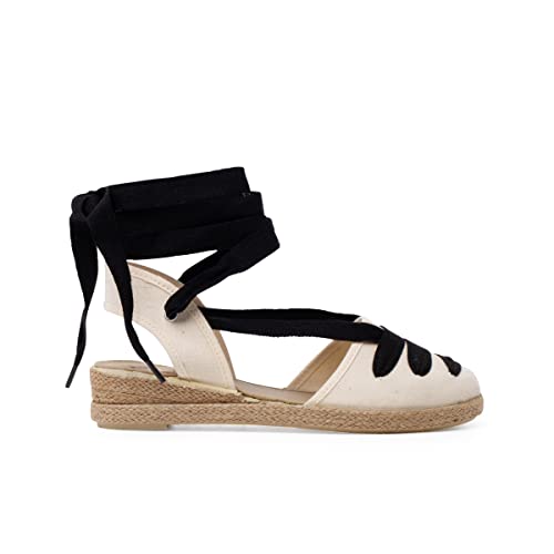Pisamonas Keilabsatz-Espadrilles Im Goyesca-Stil Mit Bändern Größe 32 Farbe Schwarz von Pisamonas