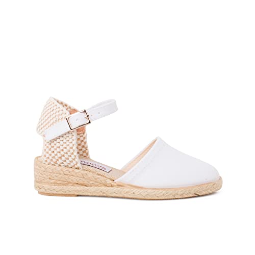 Pisamonas Espadrilles Mit Keilabsatz Für Mädchen Und Frauen Mit Schnalle Größe 35 Farbe Weiß von Pisamonas