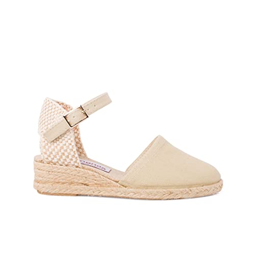 Pisamonas Espadrilles Mit Keilabsatz Für Mädchen Und Frauen Mit Schnalle Größe 35 Farbe Beige von Pisamonas