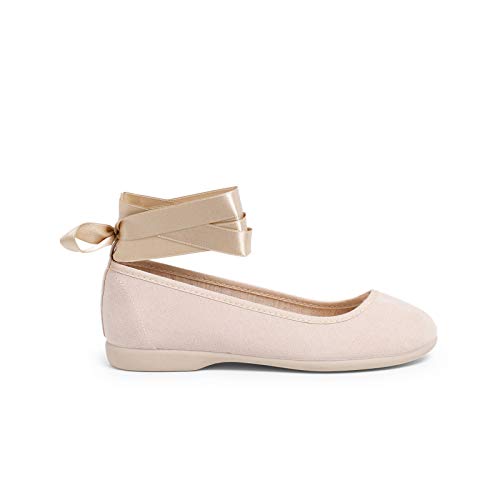 Pisamonas Ballerinas Mit Satinbändern Und Knöchelriemchen Größe 35 Farbe Beige von Pisamonas