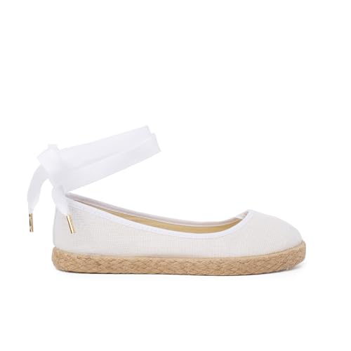 Pisamonas Bailarina niña lino Con cintas y Yute Talla 33 en Color Blanco Pisamonas Bailarina niña lino Con cintas y Yute Talla 33 en Color Blanco von Pisamonas