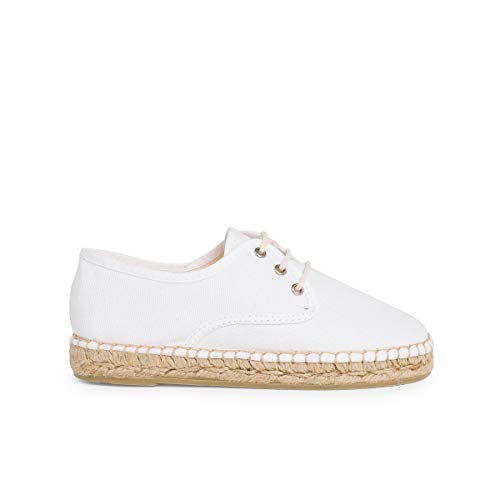 blucher de lona con base alpargata Pisamonas talla 29 en color blanco von Pisamonas