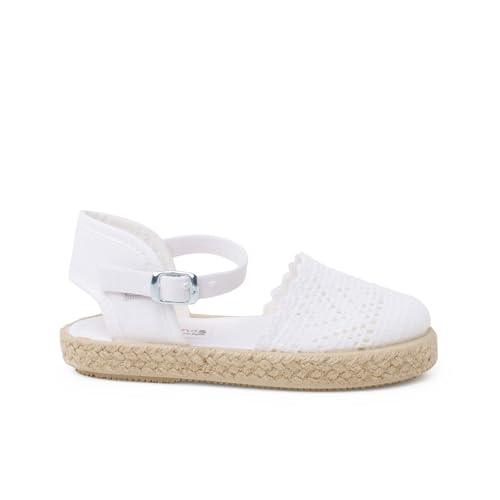 Pisamonas Durchbrochene Espadrilles Für Mädchen Mit Schnalle Größe 22 Farbe Weiß von Pisamonas