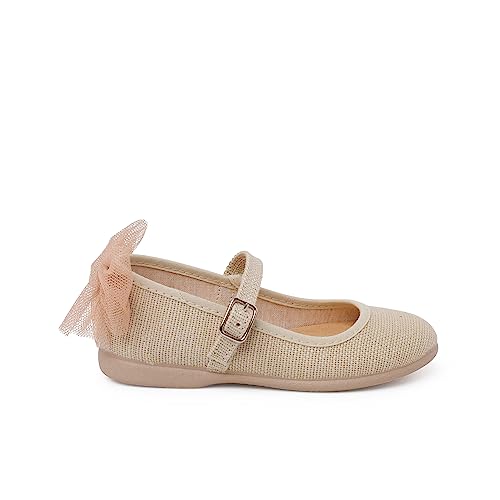 Pisamonas Festliche Mary Janes Mit Hinterem Schleifenverschluss Aus Tüll Größe 36 Farbe Beige von Pisamonas