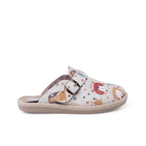 Pisamonas Hausschuhe Im Clog-Stil Mit Schnalle Und Gepolsterter Einlegesohle Größe 40 Farbe Bärchenmuster von Pisamonas