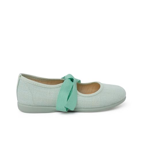 Pisamonas Leinen-Mary Janes Mit Schleifenverschluss Aus Faya-Stoff Größe 31 Farbe Minze von Pisamonas
